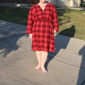 Target Knox Rose Red Plaid Flannel Dress - Size XL - Midi Dress Holiday Fall